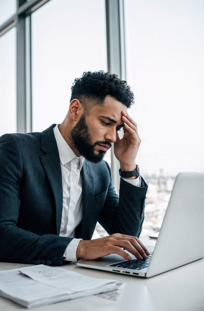 Business owner reviewing accounting mistakes