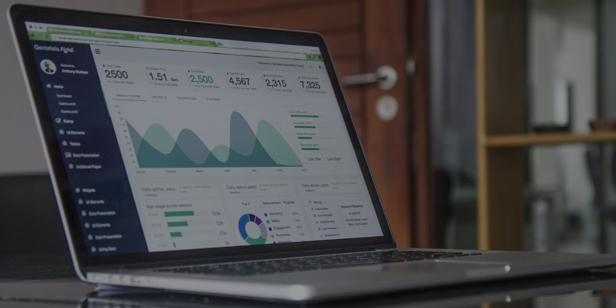 Laptop dashboard displaying financial metrics and cash flow analysis, representing fractional CFO services