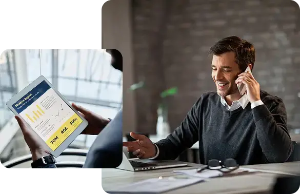 Smiling business professional gaining financial visibility through rolling forecasts and budgets.