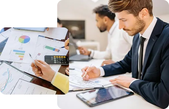 Professional reviewing financial KPI tracking dashboards to reveal business trends and risks.