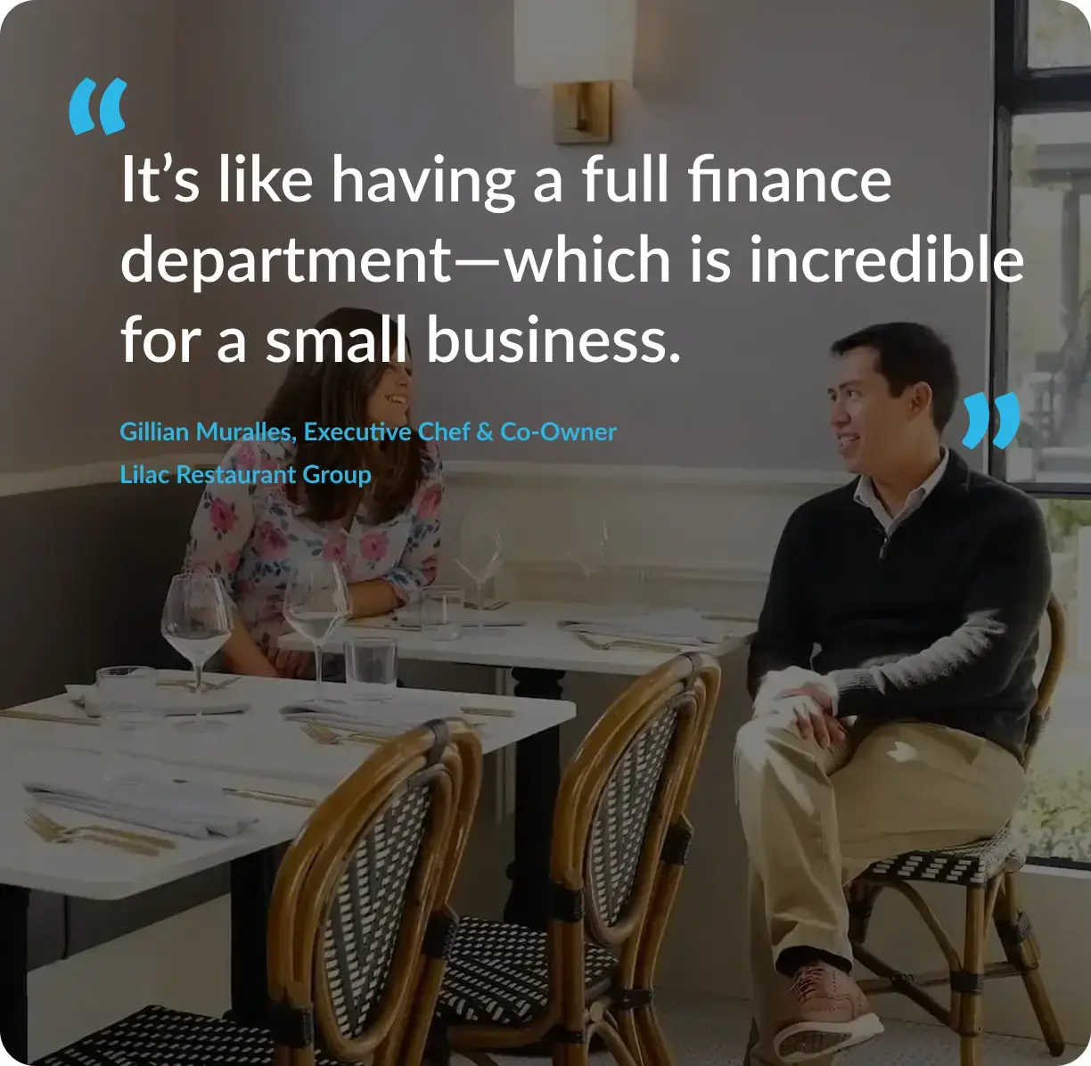 Testimonial from Gillian Muralles of Lilac Restaurant praising Accountix outsourced accounting services.