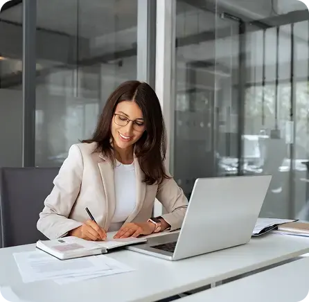 Smiling professional managing structured payroll compliance and accurate labor tracking.