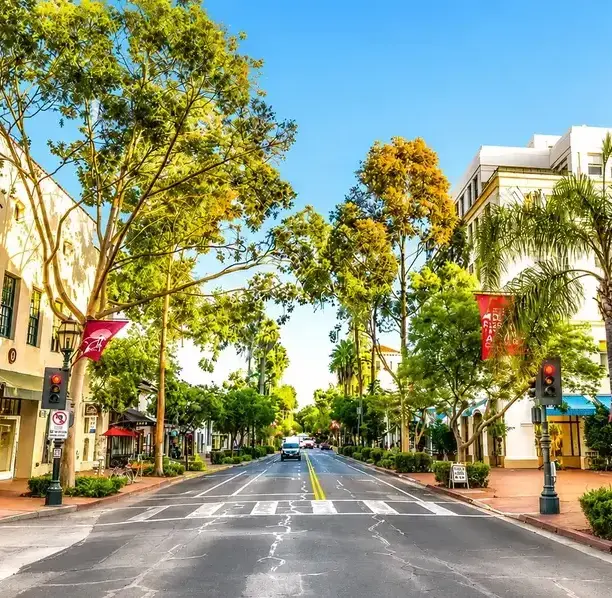 State Street in downtown Santa Barbara, representing businesses that rely on our precise bookkeeping services.