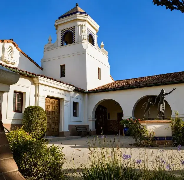 Santa Maria City Hall courtyard, representing local enterprises relying on our bookkeeping and fractional CFO leadership