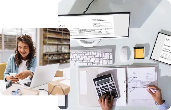 Professional managing strategic accounts payable and accurate bill pay on a laptop.